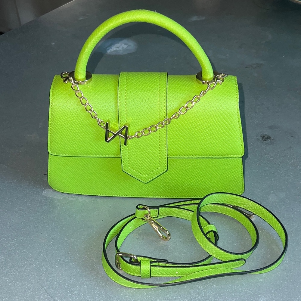 Aldo Neon Green Mini Bag with Gold Accents